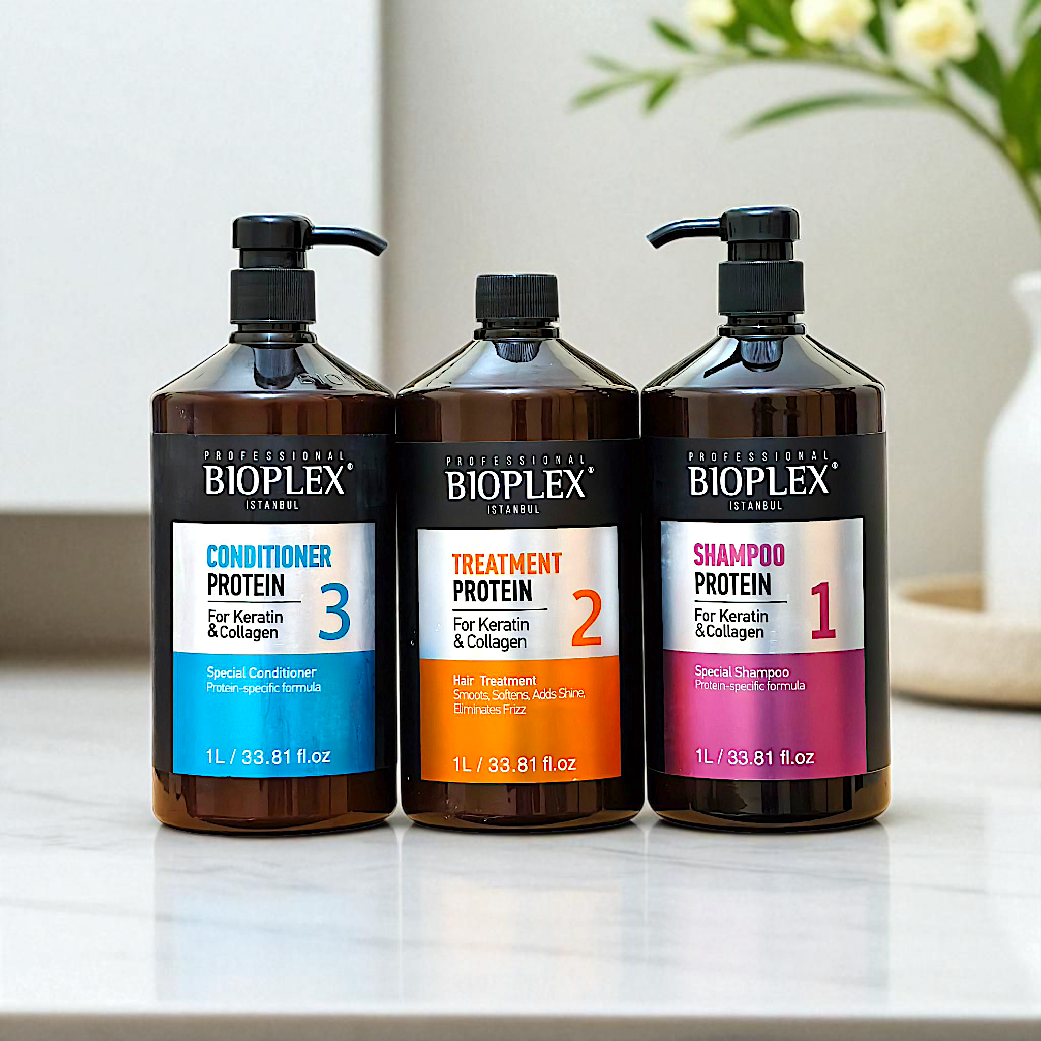 Bioplex 3-Step Hair Care Set Keratin Shampoo, Conditioner & Treatment