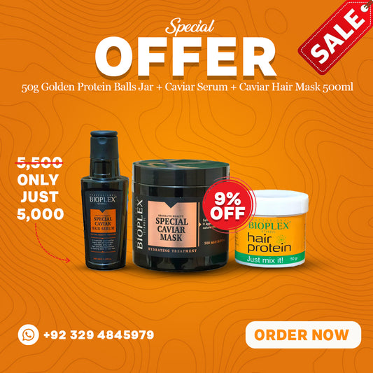 50g Golden Protein Balls Jar + Caviar Serum + Caviar Hair Mask 500ml