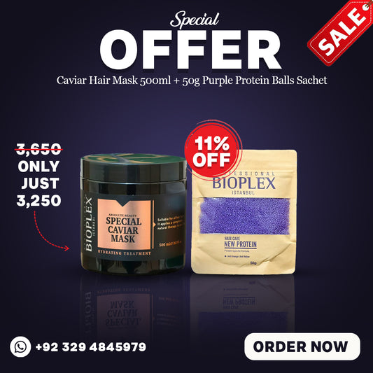 Caviar Hair Mask 500ml + 50g Purple Protein Balls Sachet