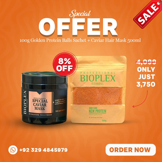 100g Golden Protein Balls Sachet + Caviar Hair Mask 500ml