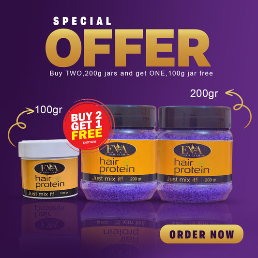 Eva Hair Glam Purple Protein Balls Combo – 2 × 200g Jars + 100g Jar FREE