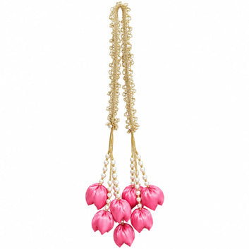 Premium Kiran Tulip Parandi – Pearl & Gota Bridal Hair Accessory