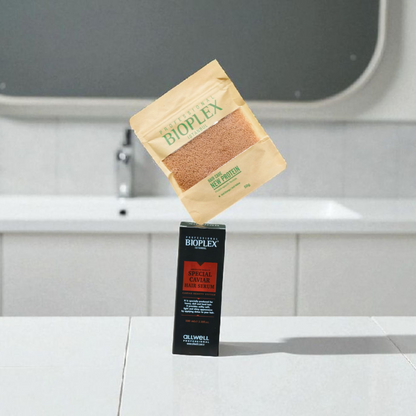 Eva Hair Glam Caviar Serum (100ml) + Protein Balls 50g Golden Sachet Combo