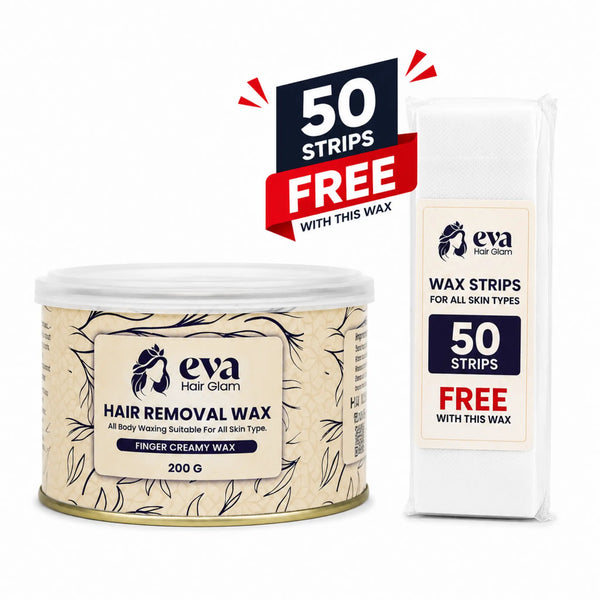 Eva Hair Glam Hair Removal Wax 200g – Finger Creamy Wax | Includes FREE 50 Wax Strips