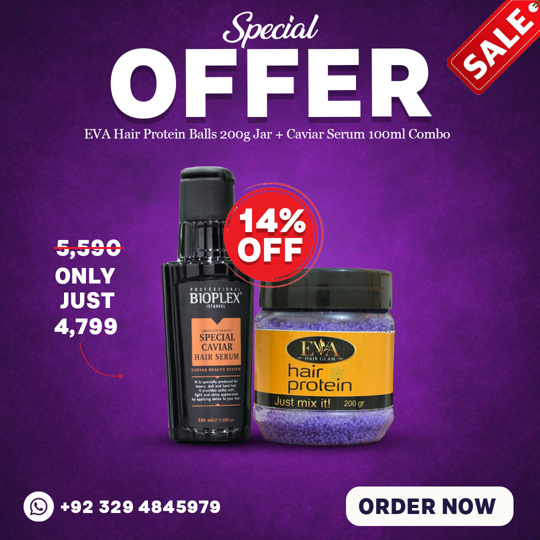 EVA Hair Protein Balls 200g Jar + Bioplex Caviar Serum 100ml Combo
