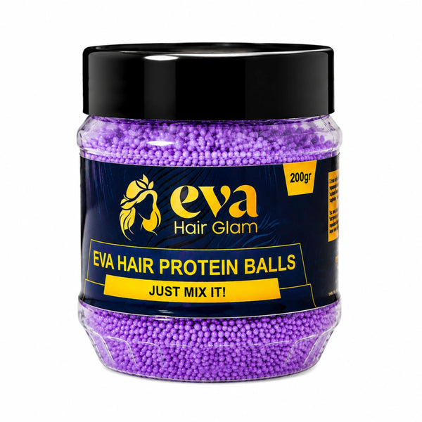 Eva Hair Glam Purple Protein Balls 200g Jar – Collagen & Keratin Hair Repair for Treated Hair