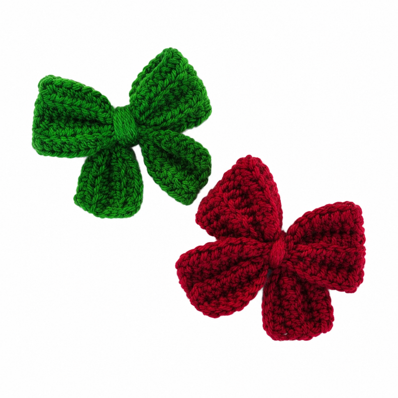 Premium Handmade Crochet Hair Bows Pair – Elegant Hair Accessories by Eva Hair Glam