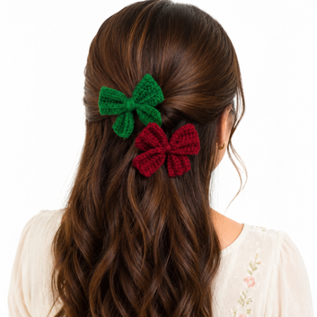 Premium Handmade Crochet Hair Bows Pair – Elegant Hair Accessories by Eva Hair Glam