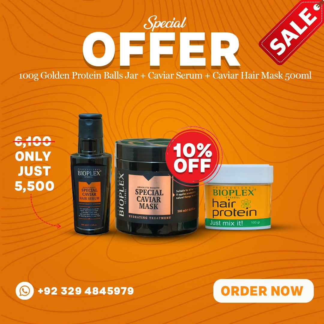 100g Golden Protein Balls Jar + Caviar Serum + Caviar Hair Mask 500ml