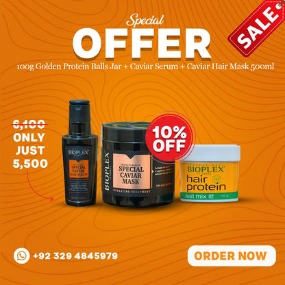 100g Golden Protein Balls Jar + Caviar Serum + Caviar Hair Mask 500ml