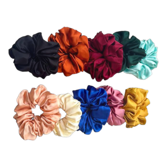 Bundle of 10 Premium Silk Scrunchies | No-Damage Luxury Hair Ties
