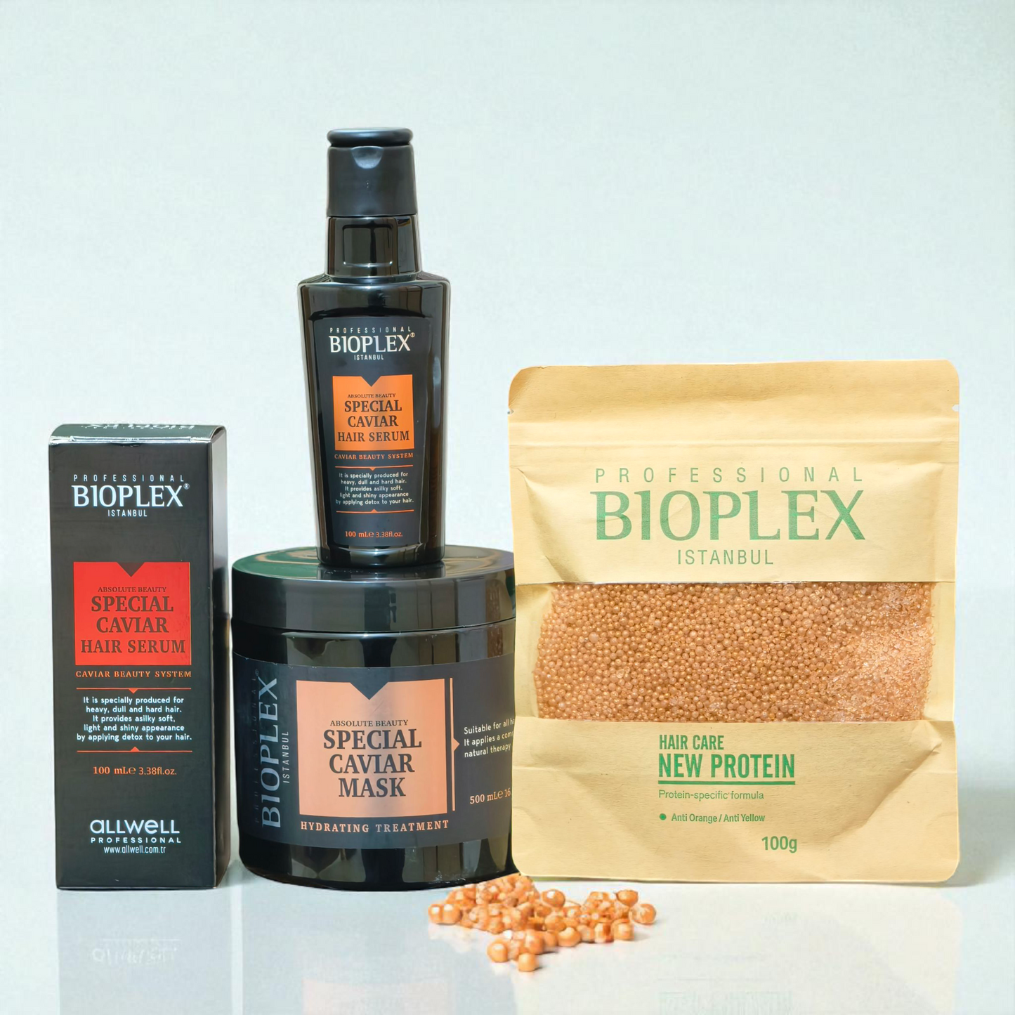 Caviar Serum + 100g Golden Protein Balls Sachet + Caviar Mask 500ml