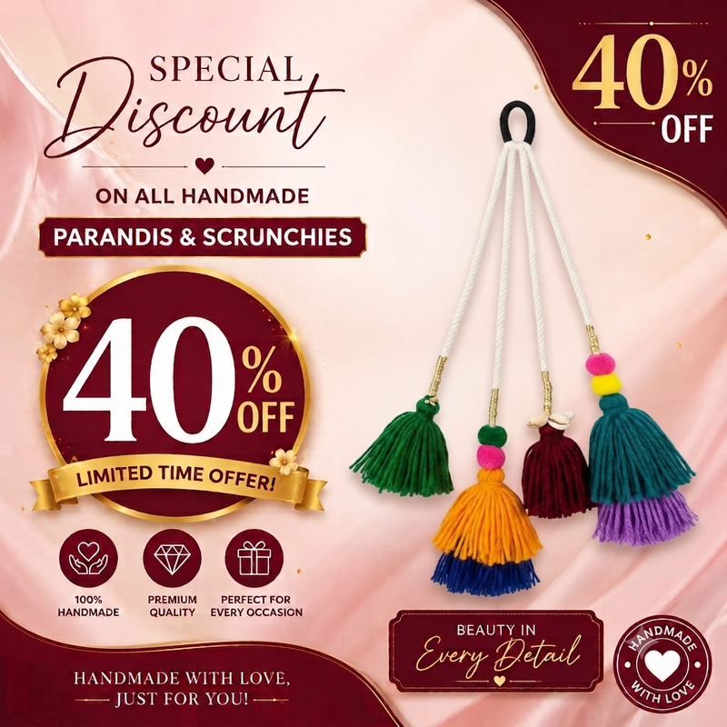 Premium Handmade Tassel Hair String – Colorful Boho Parandi Hair Accessory