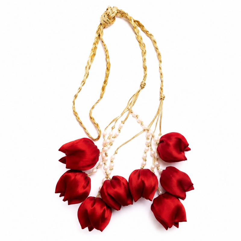 Premium Red Tulip Prandi – Handmade Bridal Hair Accessory