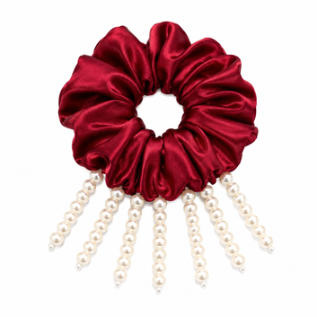 The Royal Pearl Drop Silk Scrunchie | Bridal & Festivity Hair Tie