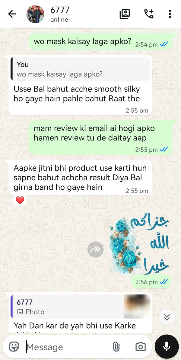 Zainab R.'s WhatsApp review