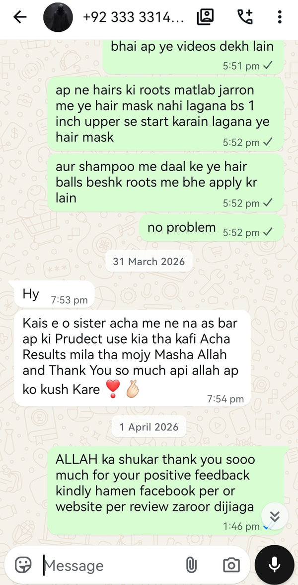 Hira B.'s WhatsApp review