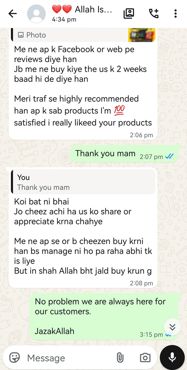Noor A.'s WhatsApp review