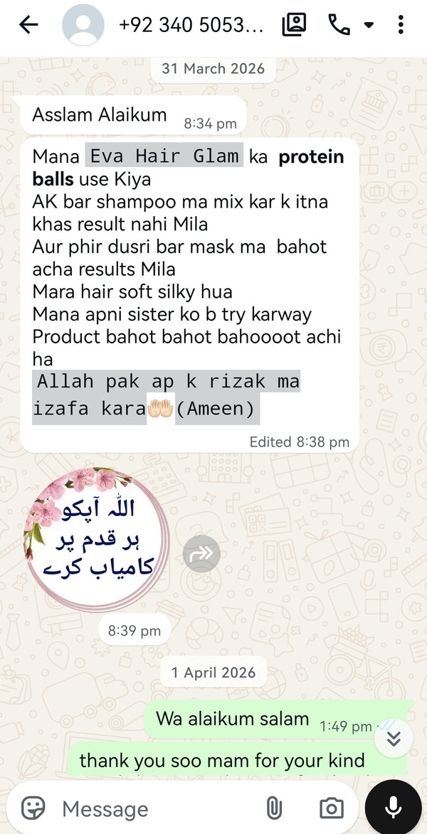 Laiba S.'s WhatsApp review