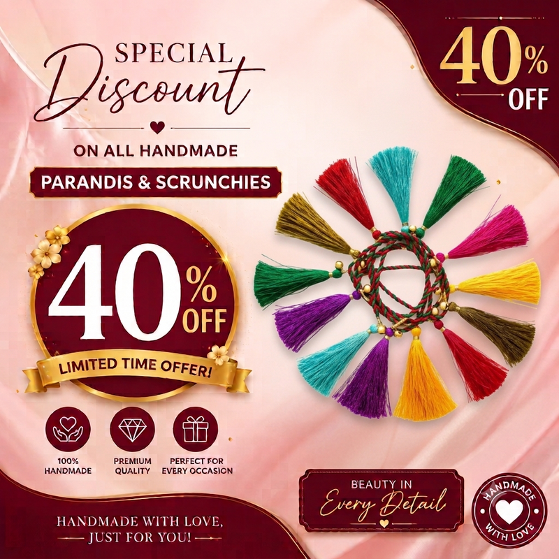 Traditional Multicolour Handmade Parandi | Tassel Braid Hair Accessory – eva hair glam