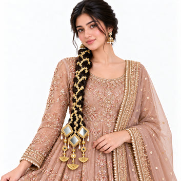 Mirror Work Bridal Paranda – Fancy Golden Tassel Parandi for Women