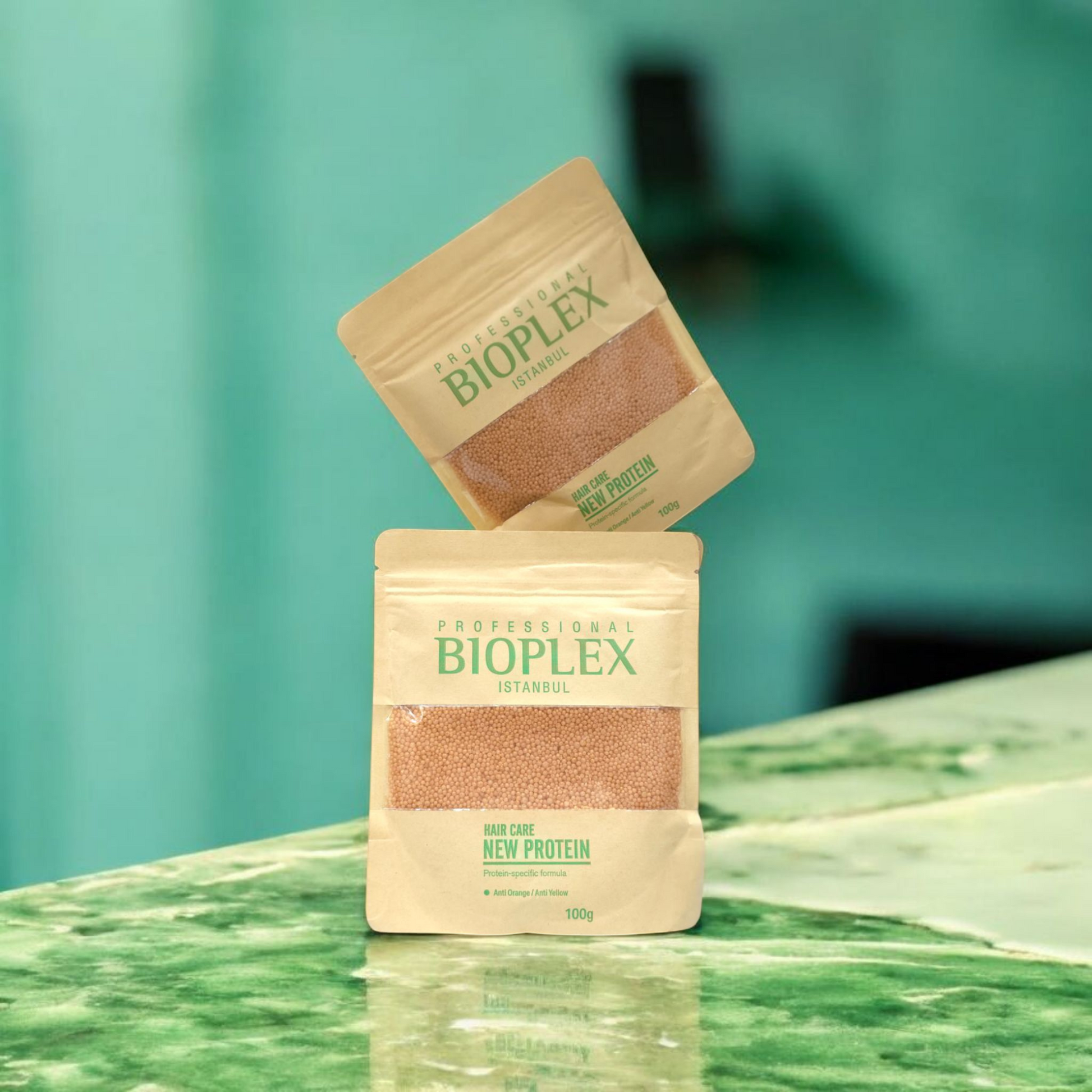 Before and after results of Bioplex hair protein treatment on bleached hair