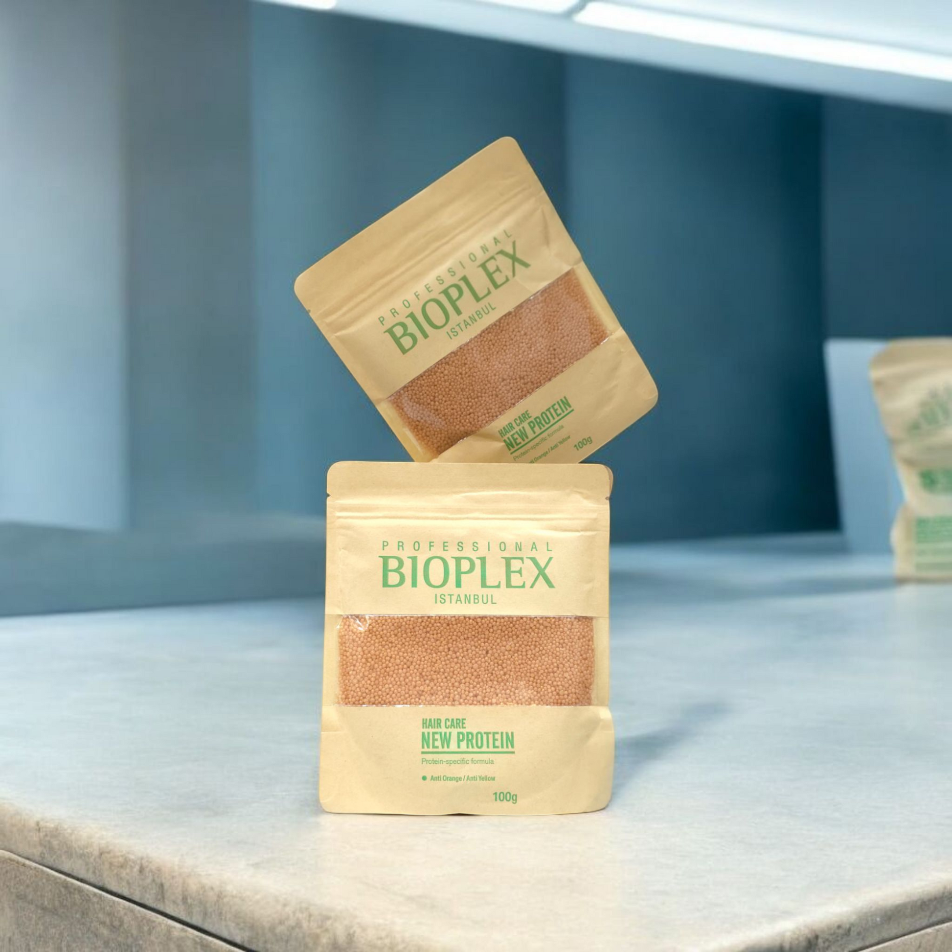 Bioplex protein balls blended with hair dye to prevent damage and breakage
