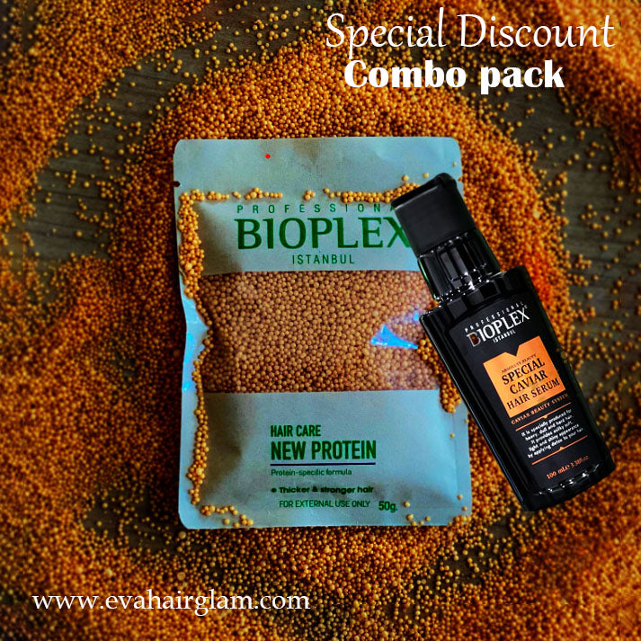 Eva Hair Glam Caviar Serum (100ml) + Protein Balls 50g Golden Sachet Combo