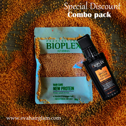 Eva Hair Glam Caviar Serum (100ml) + Protein Balls 50g Golden Sachet Combo