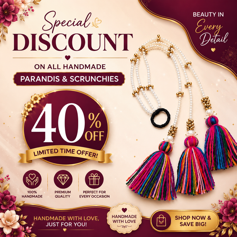 Traditional Kashmiri Parandi | Festive Mehndi & Dholki Hair Accessory